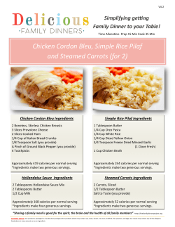 Chicken Cordon Bleu, Simple Rice Pilaf and Steamed Carrots (for 4