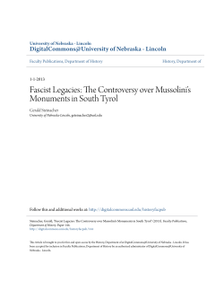 Fascist Legacies: The Controversy over Mussolini`s Monuments in