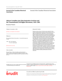 African Canadian Anti-Discrimination Activism and the