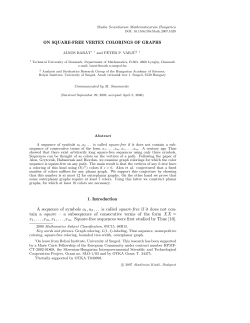 ON SQUARE-FREE VERTEX COLORINGS OF GRAPHS 1