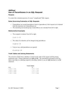 4HPlus! Use of Parentheses in an SQL Request