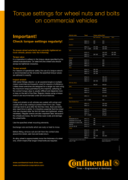 Torque Settings For wheel Nuts And Bolts