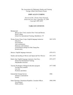 Cushing, John A. - Association for Diplomatic Studies and Training