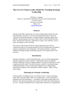 The Use of a Citizen Leader Model for Teaching Strategic Leadership