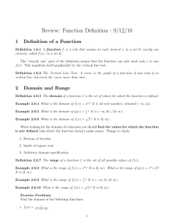 Review: Function Definition - 9/12/16