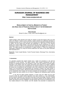 Development of Capital Markets in Turkey and Analysis of Financial