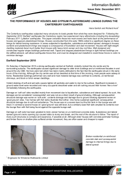 The performance of houses and gypsum plasterboard linings