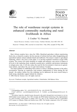 The role of warehouse receipt systems in enhanced commodity