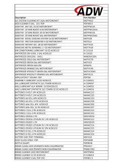 Description Part Number A/C SYSTEM FLUSHING KIT 1GAL
