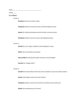 Ch. 14 Waves Section 1
