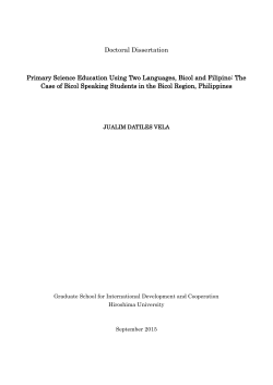 The Case of Bicol Speaking Students in