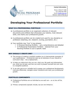 Developing Your Professional Portfolio