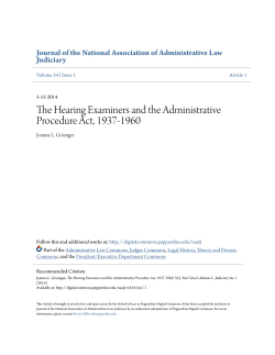 The Hearing Examiners and the Administrative Procedure Act, 1937