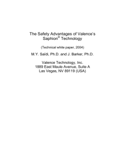 The Safety Advantages of Valence`s Saphion