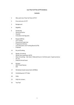 Less than full time (LTFT) guidance
