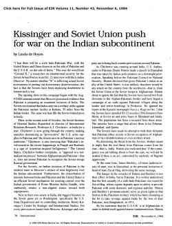 Kissinger and Soviet Union Push for War on the Indian Subcontinent