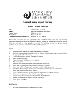 INTERNAL / EXTERNAL JOB POSTING Title: Administrative