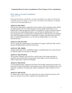 Comparing House Seventeen Amendments to First Congress