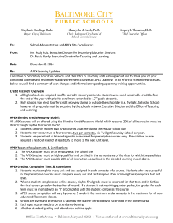 To: School Administrators and APEX Site Coordinators From: Mr