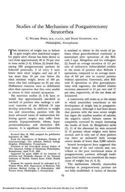Studies of the Mechanism of Postgastrectomy Steatorrhea