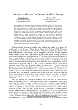 Operating with Decimal Fractions as a Part-Whole