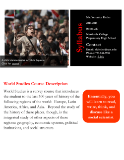honors world studies: course syllabus