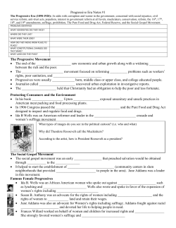Progressive Era Notes #1 The Progressive Movement