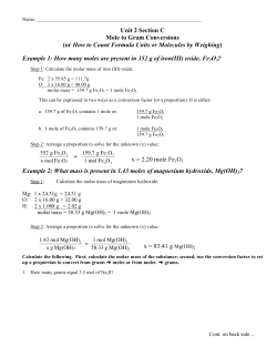 Unit 2 Section C Mole to Gram Conversions (or How to Count