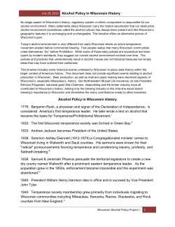 Alcohol Policy in Wisconsin History