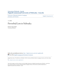 Proverbial Lore in Nebraska - DigitalCommons@University of