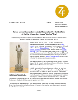 Famed Lawyer Clarence Darrow to be Memorialized