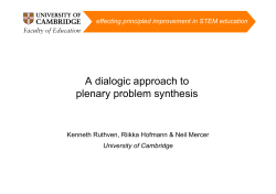 A dialogic approach to plenary problem synthesis