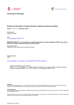 University of Groningen Kinetics of absorption of carbon dioxide in