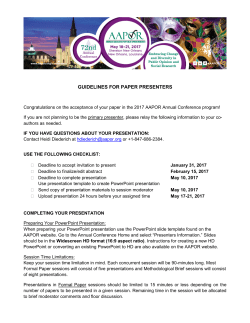 GUIDELINES FOR PAPER PRESENTERS