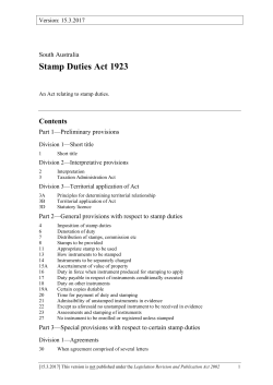 Stamp Duties Act 1923 - South Australian Legislation