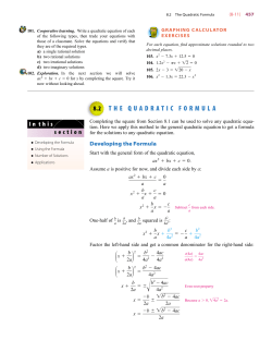 The Quadratic Formula