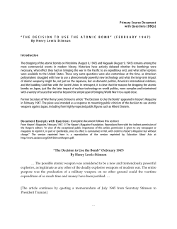 The Decision to Use the Atomic Bomb