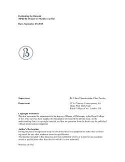 Rethinking the Biennial MPhil By Project by Marieke van Hal Date
