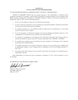 NOTICE OF ANNUAL MEETING OF SHAREHOLDERS TO THE