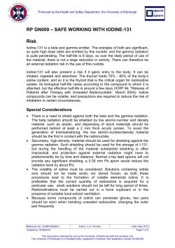 RP GN009 &ndash; SAFE WORKING WITH IODINE-131 Risk