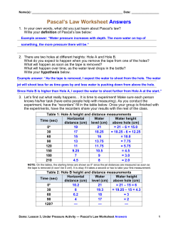 Pascal`s Law Worksheet Answers