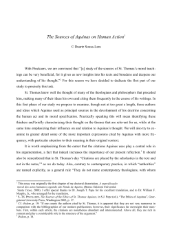 The Sources of Aquinas on Human Action1