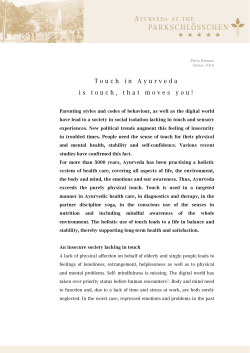 Touch in Ayurveda - Ayurveda Parkschl&ouml;sschen