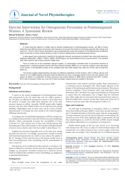 Exercise Intervention for Osteoporosis Prevention in