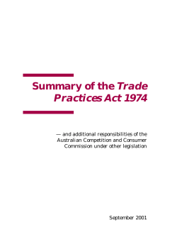 Summary of the Trade Practices Act 1974