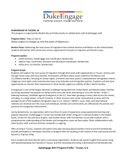 DukeEngage 2017 Program Profile &ndash; Tucson, U.S. (Dates subject to