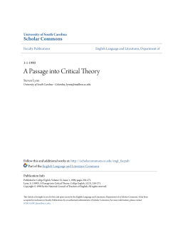 A Passage into Critical Theory - Scholar Commons