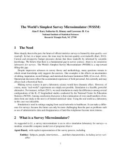 The World`s Simplest Survey Microsimulator (WSSM) 1 The Need 2