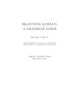 BEGINNING KOREAN: A GRAMMAR GUIDE