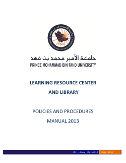 LEARNING RESOURCE CENTER AND LIBRARY POLICIES AND